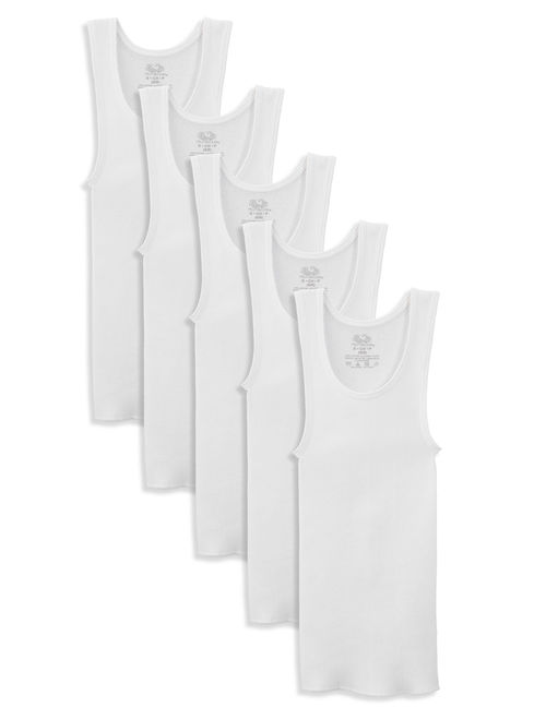 Fruit of the Loom White Tank Undershirts, 5 Pack (Little Boys & Big Boys)
