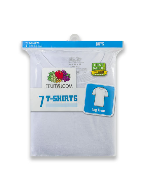 Fruit of the Loom Super Value White Crew Undershirts, 7 Pack (Little Boys & Big Boys)