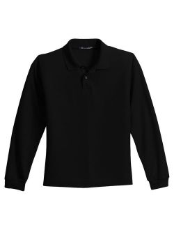 Port Authority Youth Silk Touch Long Sleeve Smooth Polo Shirt