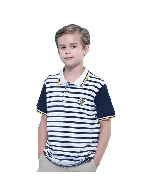 Leo&Lily Big Boys' Kids' Cotton Jersey Stripe Polo Shirts T-Shirts