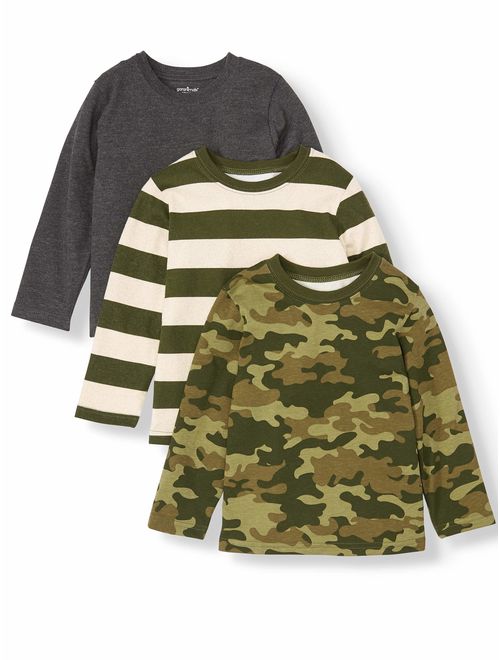 Garanimals Long Sleeve Solid, Camo, & Striped T Shirts, 3pc Multi-Pack (Toddler Boys)