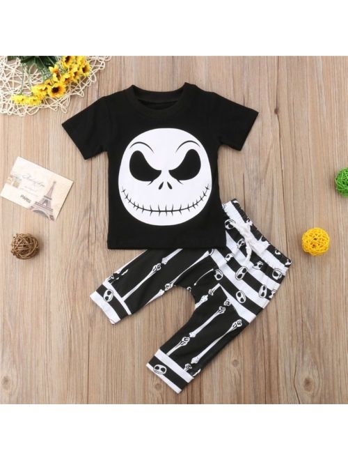 Toddler Kids Baby Boy Halloween T-shirt Tops+Leggings Pants Outfits Set Clothes