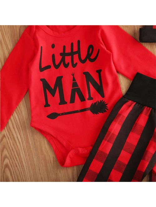 Newborn Infant Clothes Baby Boy Kids Outfit Romper Jumpsuit Bodysuit+Pants+Hats 3PCS Clothes Set