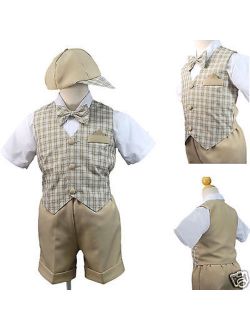 New Khaki Eton Wedding Vest Shorts Suit 4 Boy Baby & Toddler 0-24M 2T 3T 4T
