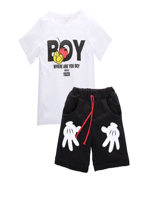 2PCS Toddler Boy Kids Summer Outfits T-shirt+Shorts Clothes Set 2-7Years