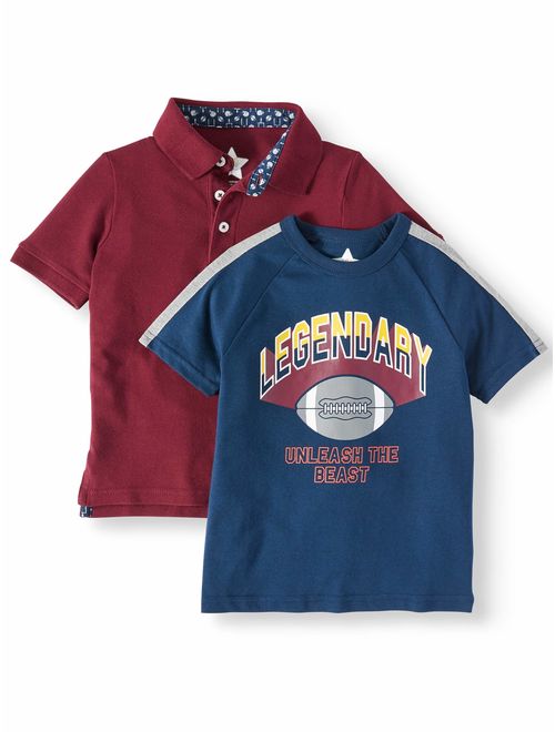 365 Kids from Garanimals Polo & Graphic T-Shirt, 2-Pack (Little Boys & Big Boys)