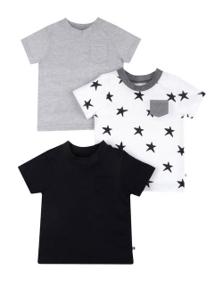 Little Star Organic Short Sleeve Pure Organic True Brights Shirts, Pocket Tee, 3 pack (Baby Girls & Toddler Girls, Baby Boys & Toddler Boys, Unisex)