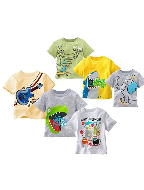 StylesILove Cute Graphic Print Boy T-shirt, 6 Designs (3-4 Years, Alligator Green), Tag Size:100