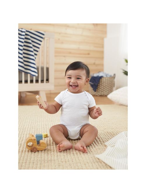 Gerber Organic Cotton White Short Sleeve Onesies Grow-With-Me Bodysuits, 12-piece Set (Baby Boys or Baby Girls, Unisex)