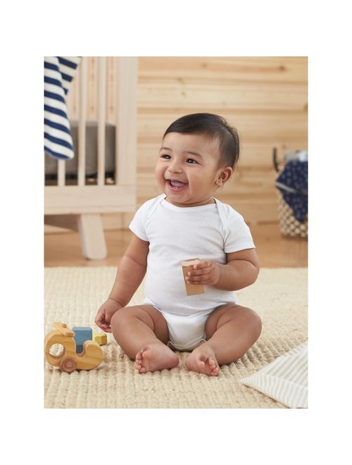 Gerber Organic Cotton White Short Sleeve Onesies Grow-With-Me Bodysuits, 12-piece Set (Baby Boys or Baby Girls, Unisex)
