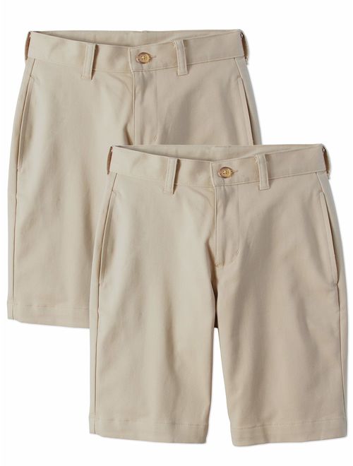 Wonder Nation Boys School Uniform Super Soft Flat Front Shorts, 2-Pack Value Bundle (Little Boys & Big Boys)