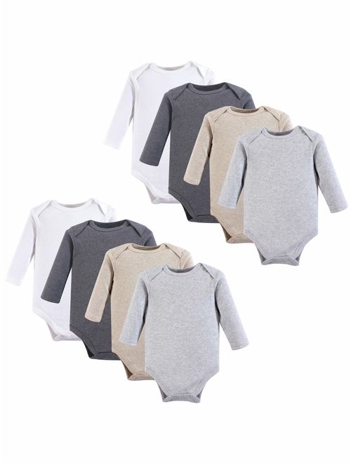 Hudson Baby Cotton Long-Sleeve Bodysuits 8pk, Heather Gray, 3-6 Months