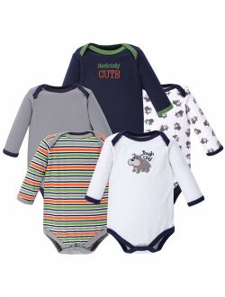 Luvable Friends Baby Boy Cotton Long-Sleeve Bodysuits 5pk, Dog, 0-3 Months