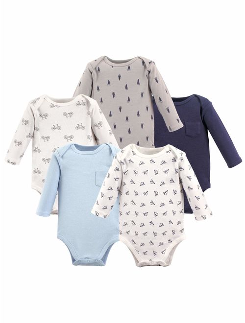 Hudson Boy Long Sleeve Bodysuits, 5-pack