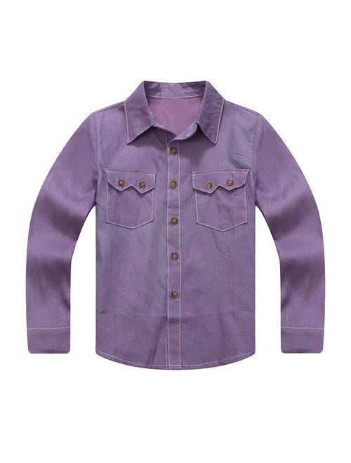 Richie House Boys' Purple Button Down Shirt with Elbow Patches RH0896-2/3