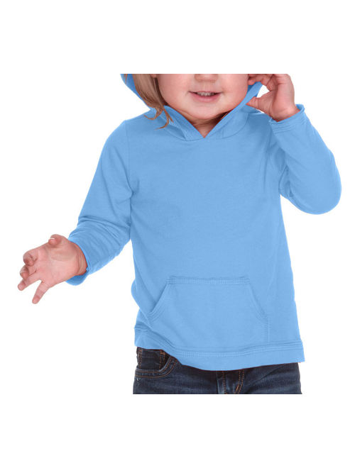 Kavio IJP0629 Unisex Infants Jersey RawEdge High Low Long Sleeve Hoodie w.Pouch-Azure-18M