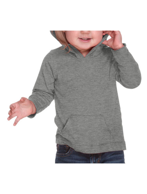 Kavio IJP0629 Unisex Infants Jersey RawEdge High Low Long Sleeve Hoodie w.Pouch-Azure-18M