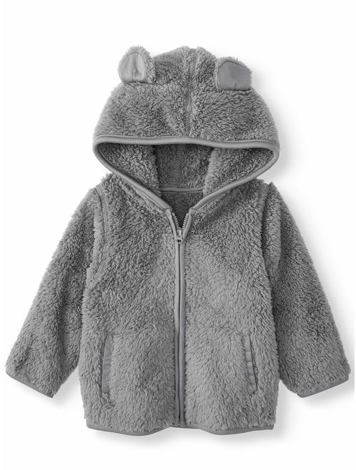 Baby Boy Furry Fleece Solid Hoodie