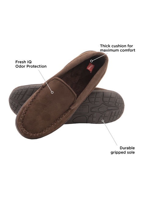 Hanes Boy's Slipper Moccasin House Shoe With Indoor Outdoor Memory Foam Sole Fresh IQ Odor Protection
