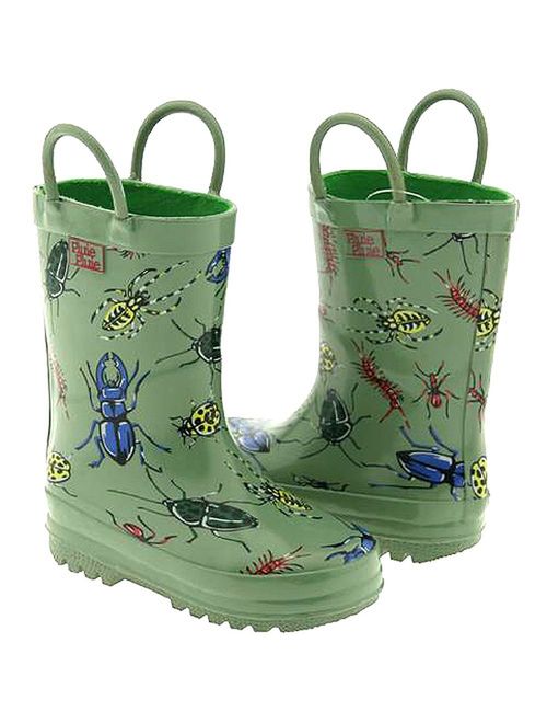 Kids Green Bug Rain Boots 5-2