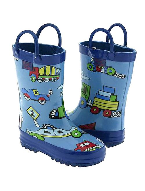 Toddler Little Boys Blue Truck Rain Boots 5-4