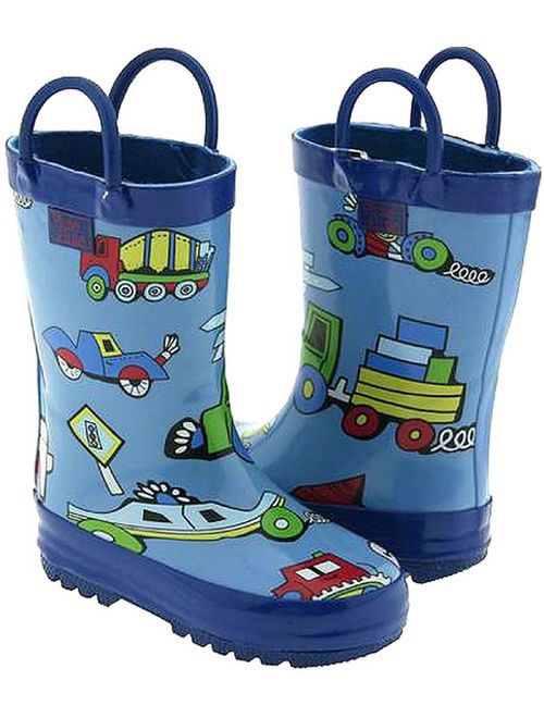 Toddler Little Boys Blue Truck Rain Boots 5-4