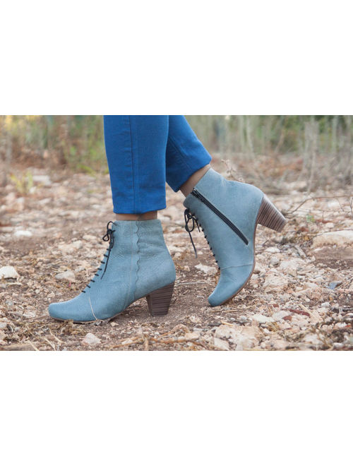Blue Leather Boots, Ankle Boots, Leather Booties, Blue Boots, Winter Shoes, Blue Shoes, Lace Boots, Free Shipping