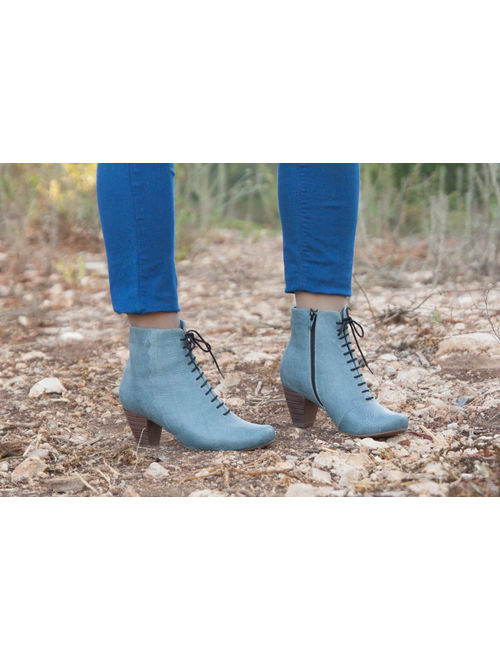 Blue Leather Boots, Ankle Boots, Leather Booties, Blue Boots, Winter Shoes, Blue Shoes, Lace Boots, Free Shipping