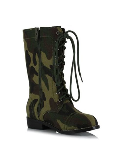 Ellie Shoes E-101-Bootcamp 1 Heel Camo Ankle Boot Children S / Camel w/ Black