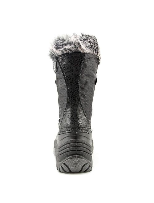 kamik powdery youth round toe canvas black snow boot