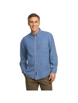 Port & Company SP10 Mens Long Sleeve Value Denim Shirt, Faded Blue - Extra Small