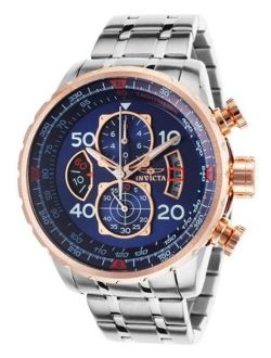 17203 Men's Aviator Blue Dial Stainless Steel Bracelet Chronograph Watch