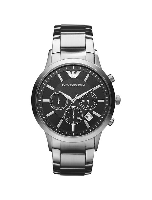 Emporio Armani Men's Classic Chronograph Stainless Steel Black Dial Watch AR2434