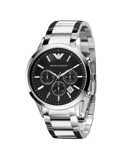Emporio Armani Men's Classic Chronograph Stainless Steel Black Dial Watch AR2434