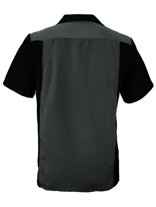 Men's Retro Charlie Sheen Two Tone Guayabera Bowling Shirt