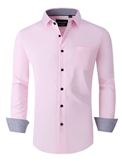 Alex Vando Mens Dress Shirts Regular Fit Long Sleeve Stretch Business Dress Shirts for Men