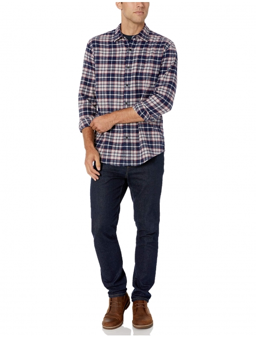Amazon Essentials Cotton Checked Regular Fit Long Sleeve Flannel Shirt