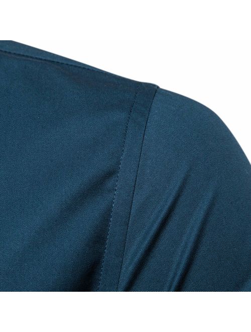 Manwan walk Men's Slim Fit Business Cotton Long Sleeves Solid Button Down Dress Shirts