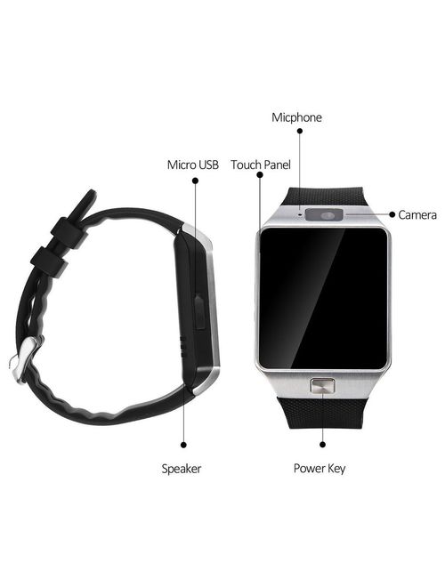 DZ09 Bluetooth Smart Wrist Watch With Health Monitoring Calls Texts For Android and iPhone - SILVER