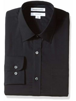 Slim-Fit Wrinkle Free-Resistant Black Long-Sleeve Dress Shirt