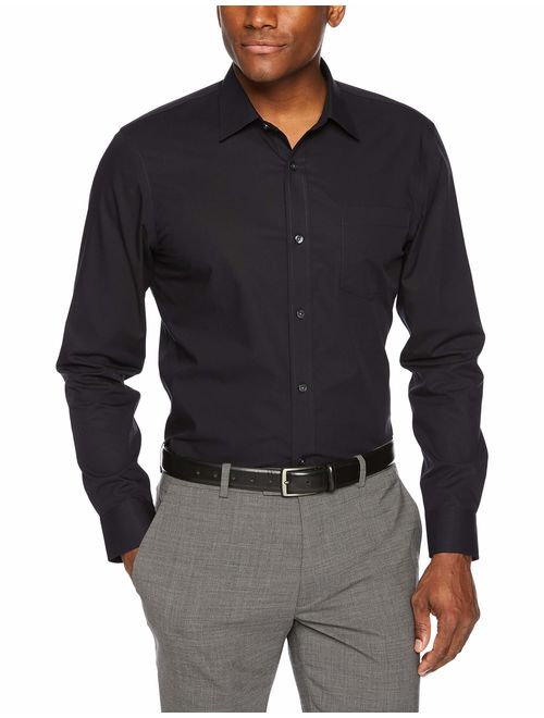 Amazon Essentials Slim-Fit Wrinkle Free-Resistant Black Long-Sleeve Dress Shirt