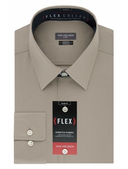 Men's Solid Slim Fit Flex Collar Stretch Long Sleeve Dress Shirt