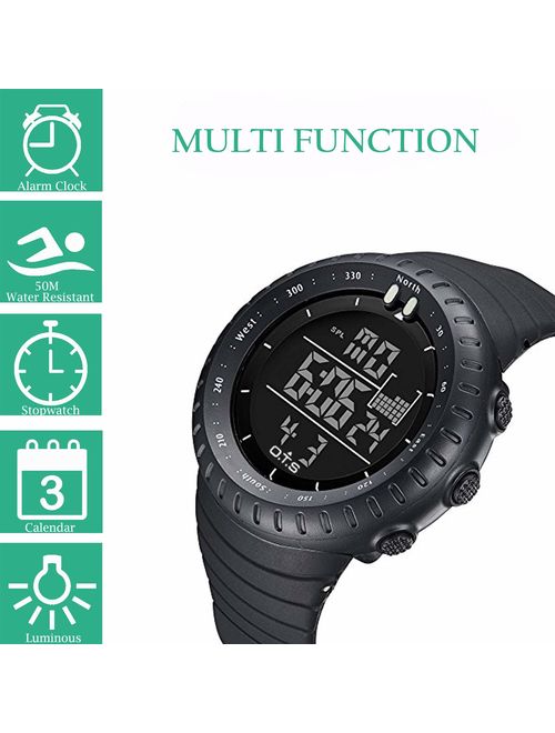 PALADA Men's Digital Sports Watch Waterproof Tactical Watch with LED Backlight Watch for Men