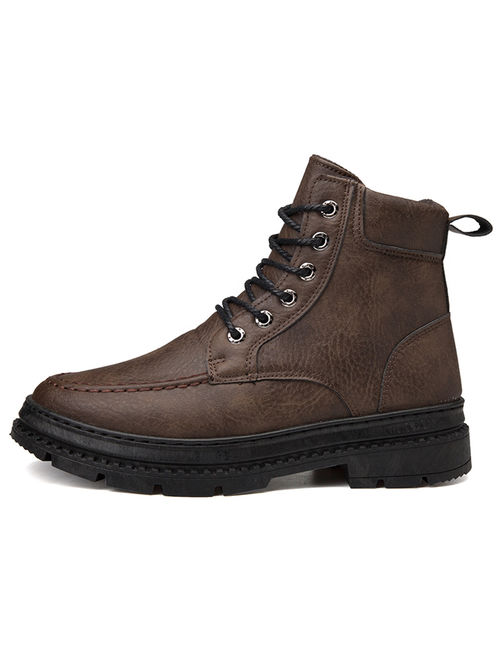Men's Martin Boots Waterproof Non-Slip Winter Comfortable Work Boot High Top Lace Up Shoes