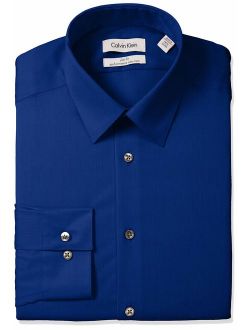 Men's Dress Shirt Slim Fit Non Iron Herringbone, Ultra Blue, 16.5" Neck 32"-33" Sleeve (Large)