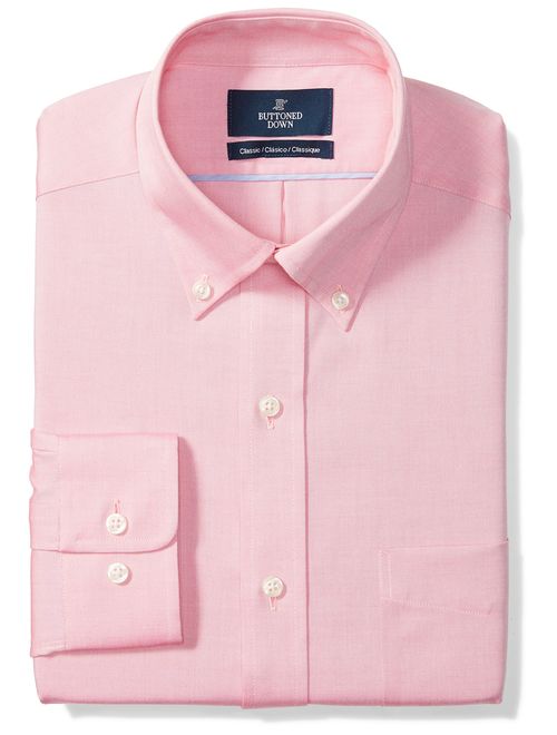 Amazon Brand - BUTTONED DOWN Men's Classic Fit Button-Collar Solid Pinpoint Dress Shirt, Supima Cotton Non-Iron