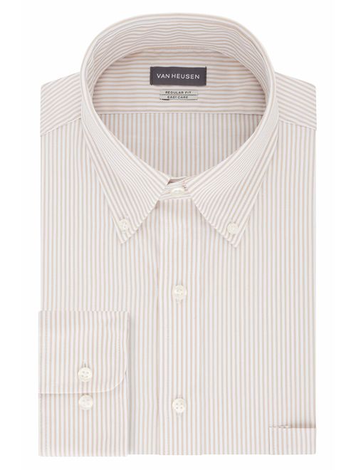 Van Heusen Men's Pinpoint Regular Fit Stripe Button Down Collar Dress Shirt
