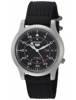 Men's SNK809 Seiko 5 Automatic Stainless Steel Watch with Black Canvas Strap
