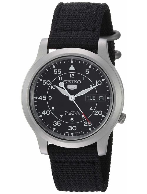Seiko Men's SNK809 Seiko 5 Automatic Stainless Steel Watch with Black Canvas Strap