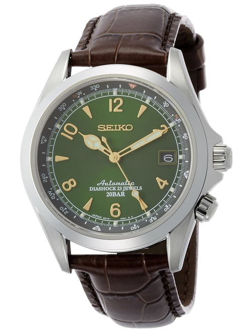 Seiko Men's Stainless Steel Japanese-Automatic Watch with Leather Calfskin Strap, Brown, 20 (Model: SARB017)